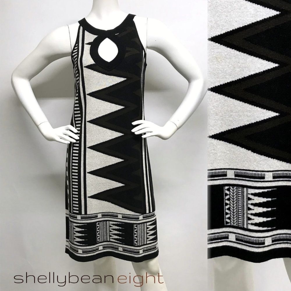 DVF HINA Cashmere Spandex Blend Knit AZTEC Dress S